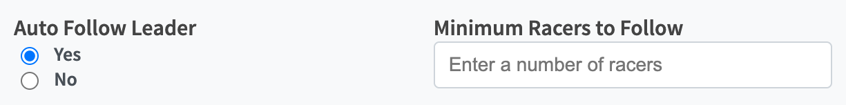 Auto Follow Leader enabled with the Minimum Racers to Follow field