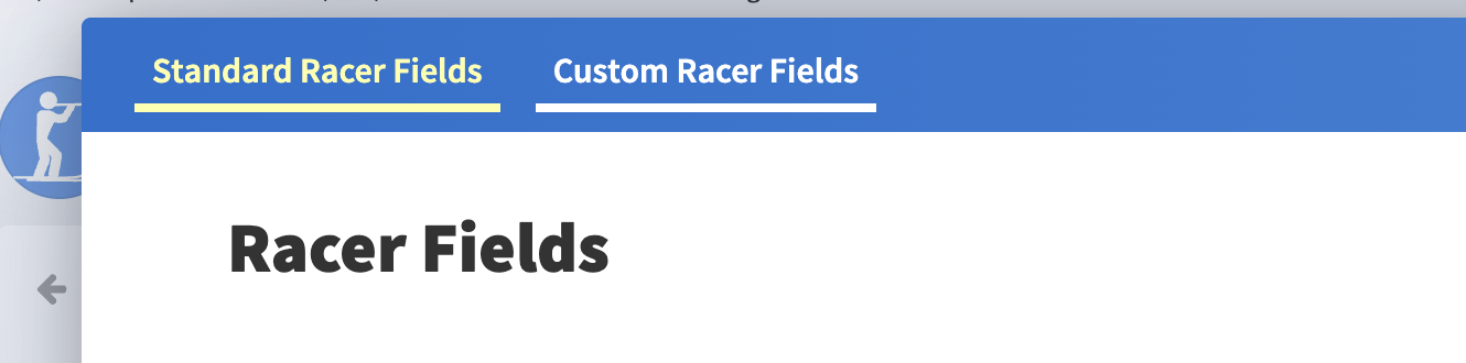 Standard Racer Fields and Custom Racer Fields tabs