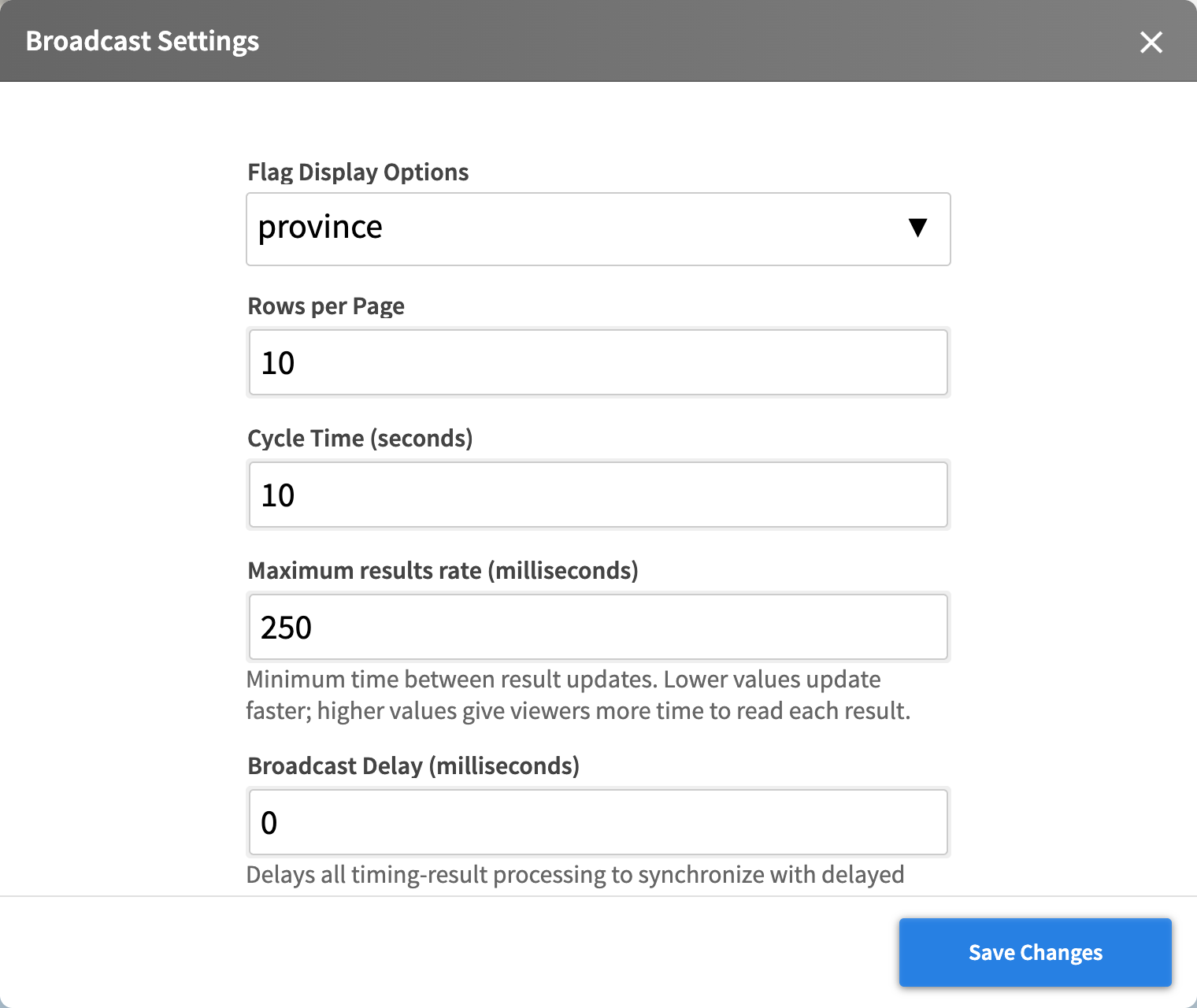 Settings menu