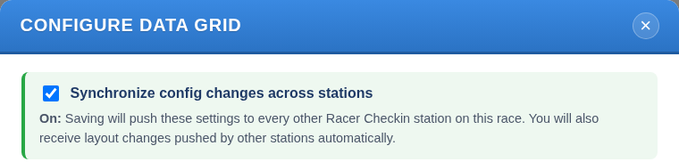 The sync setting at the top of the configuration